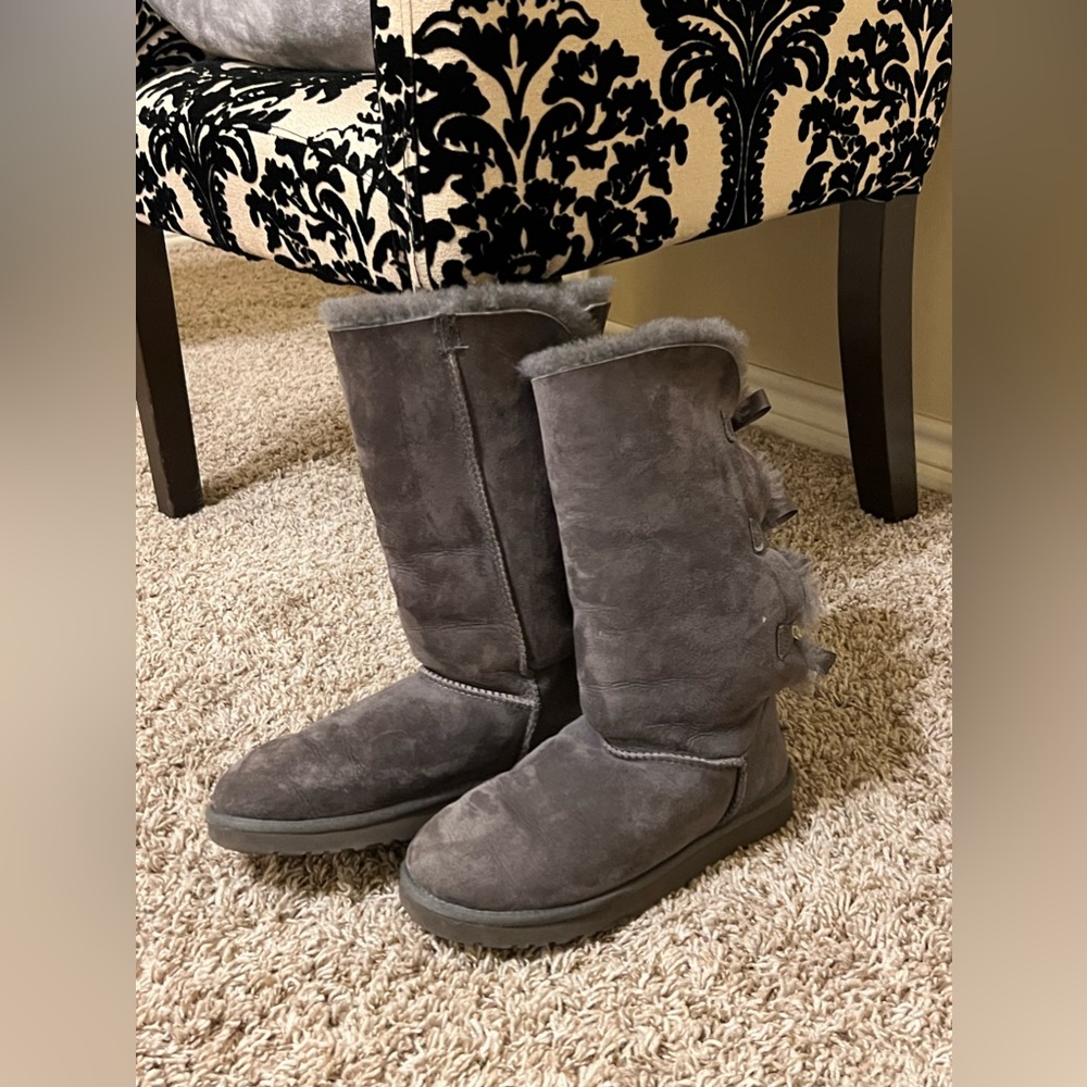 UGG Bailey Bow Tall Grey Boots
